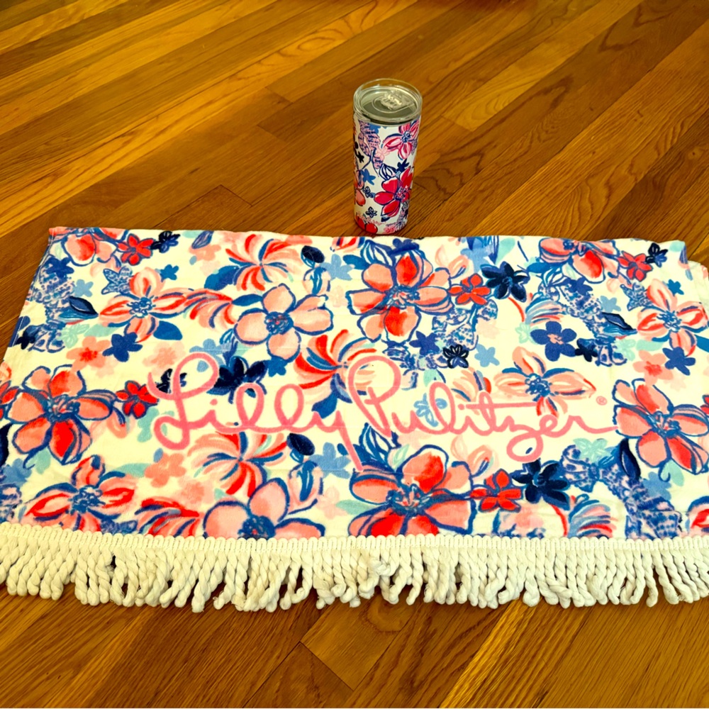 Lilly Pulitzer Oversized Towel and Tumbler bundle